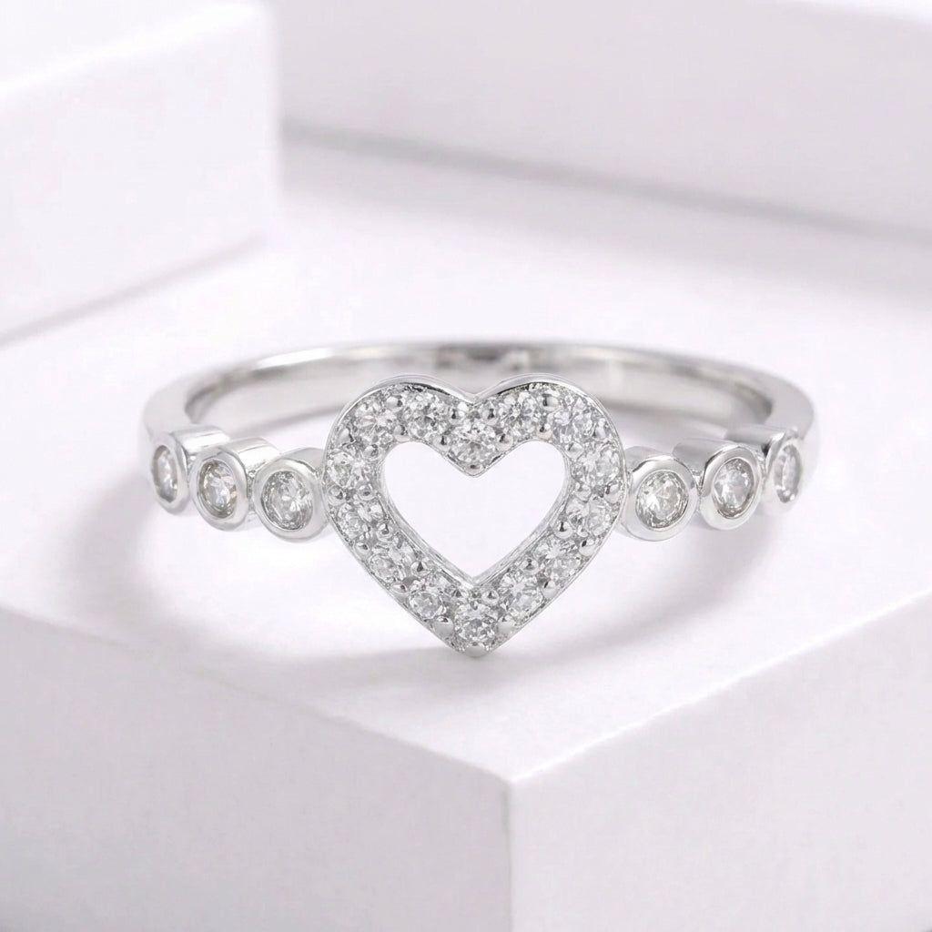 Anillo Plata 925 Mujer Corazón Circones Diseño Elegante-1