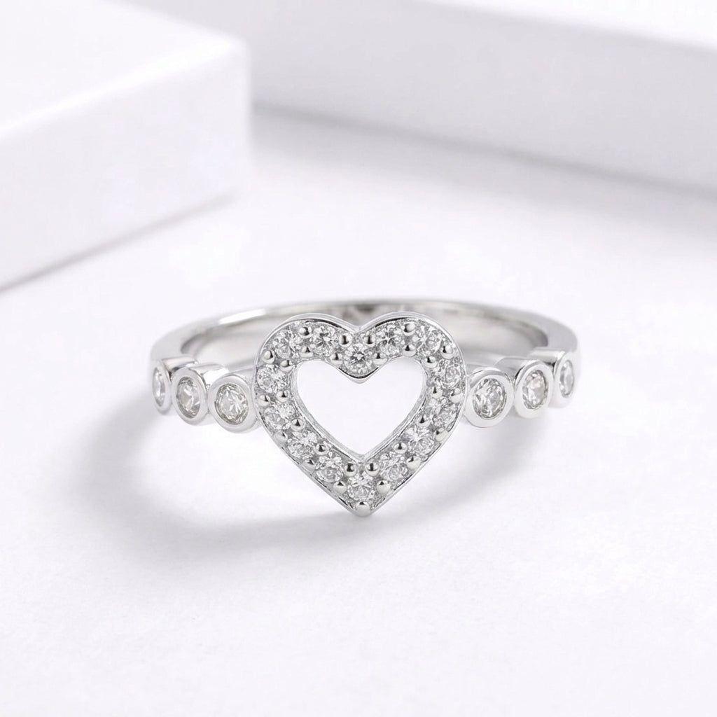 Anillo Plata 925 Mujer Corazón Circones Diseño Elegante-2