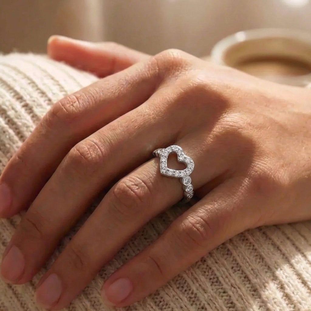 Anillo Plata 925 Mujer Corazón Circones Diseño Elegante-3
