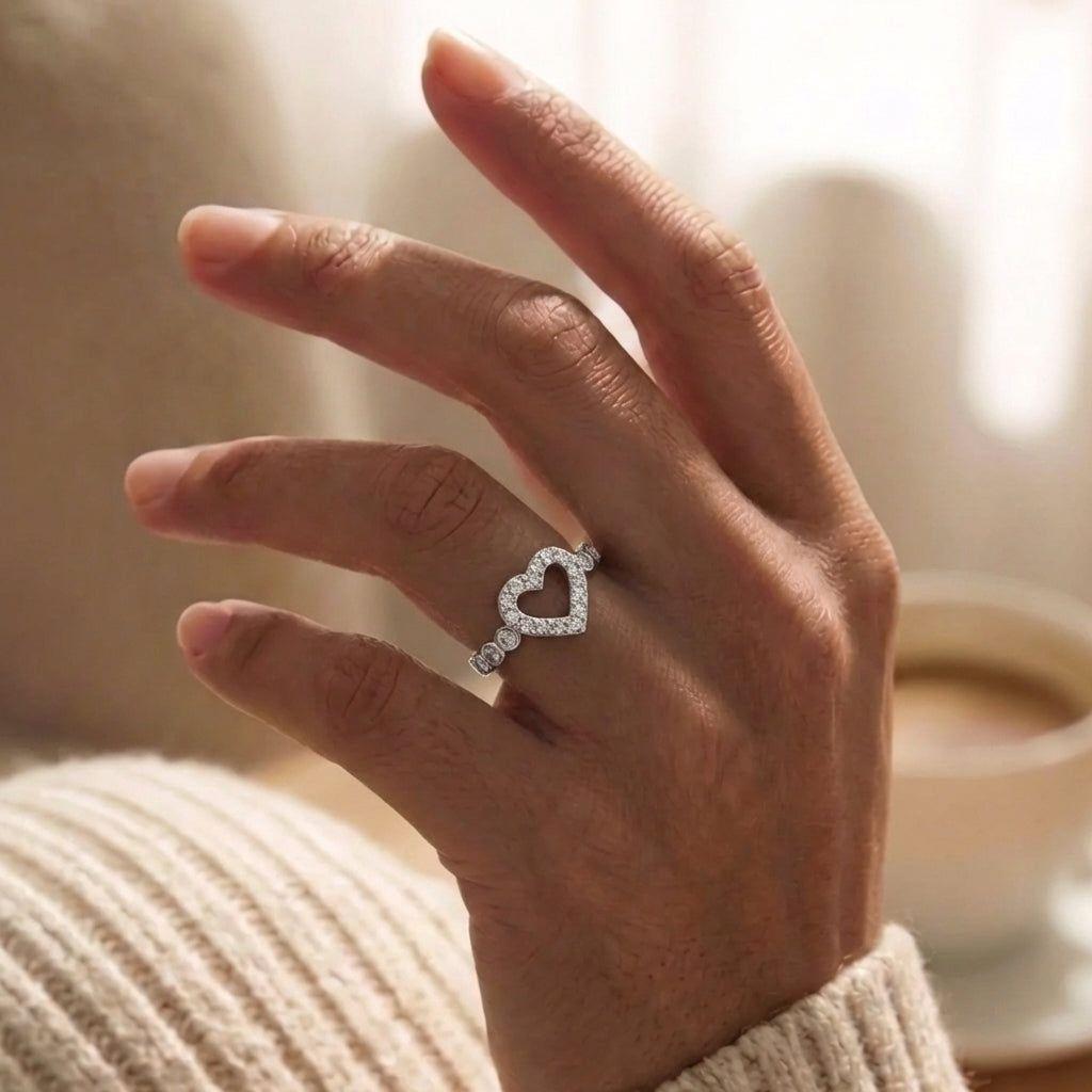 Anillo Plata 925 Mujer Corazón Circones Diseño Elegante-4