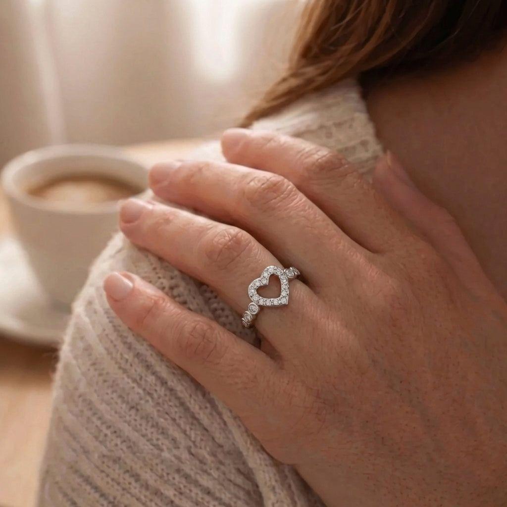 Anillo Plata 925 Mujer Corazón Circones Diseño Elegante-5