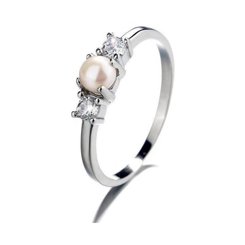 Anillo Plata 925 Mujer Perla Circones Elegante Moderno-0