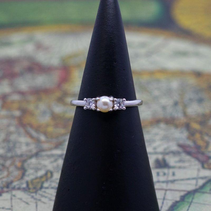 Anillo Plata 925 Mujer Perla Circones Elegante Moderno-2