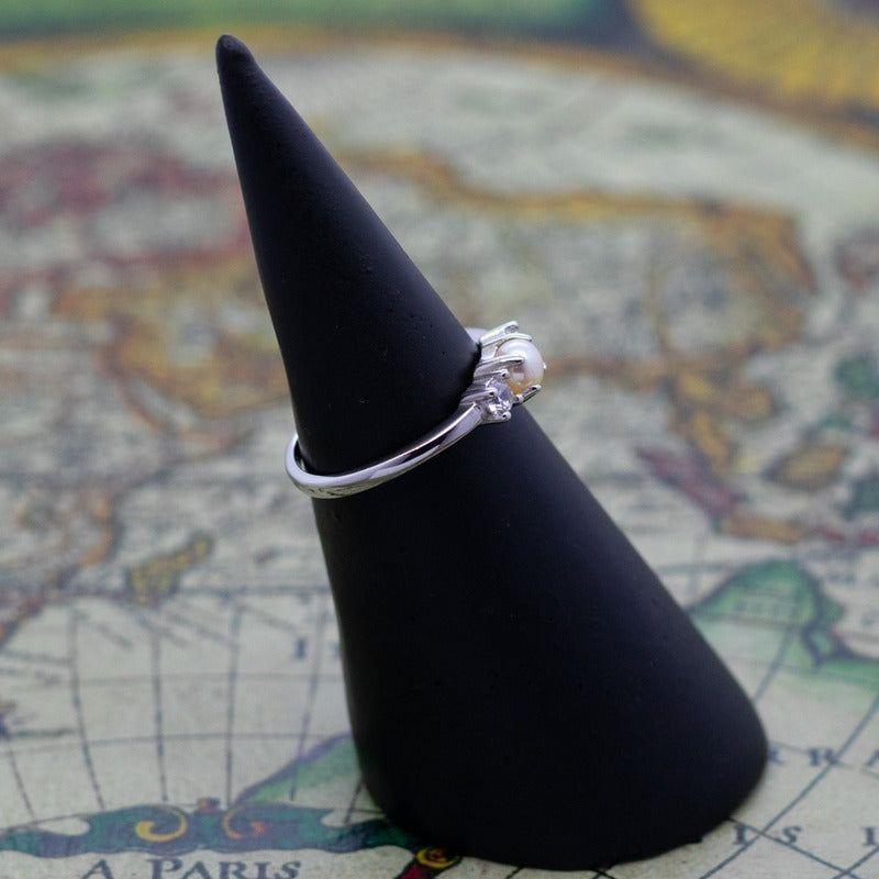 Anillo Plata 925 Mujer Perla Circones Elegante Moderno-3