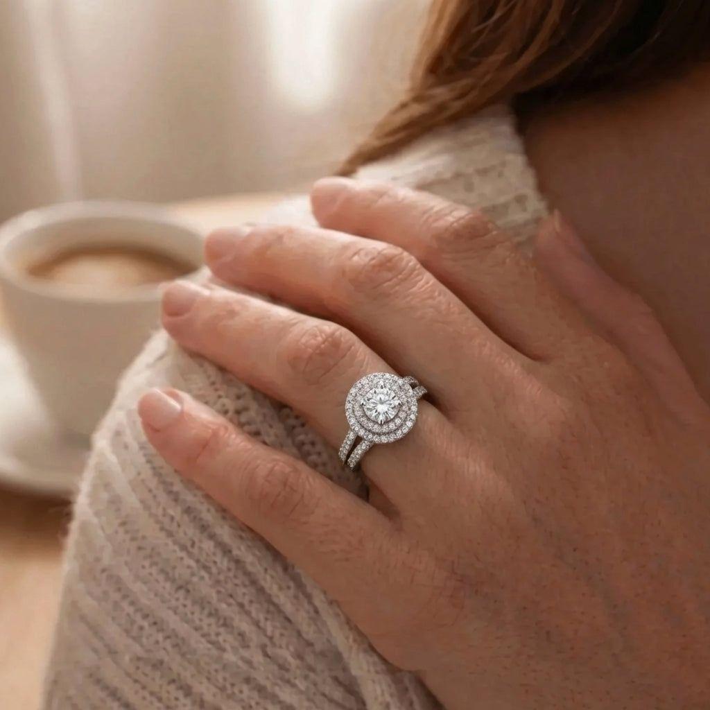 Anillo Doble Plata 925 Mujer Elegante Circones Compromiso-3