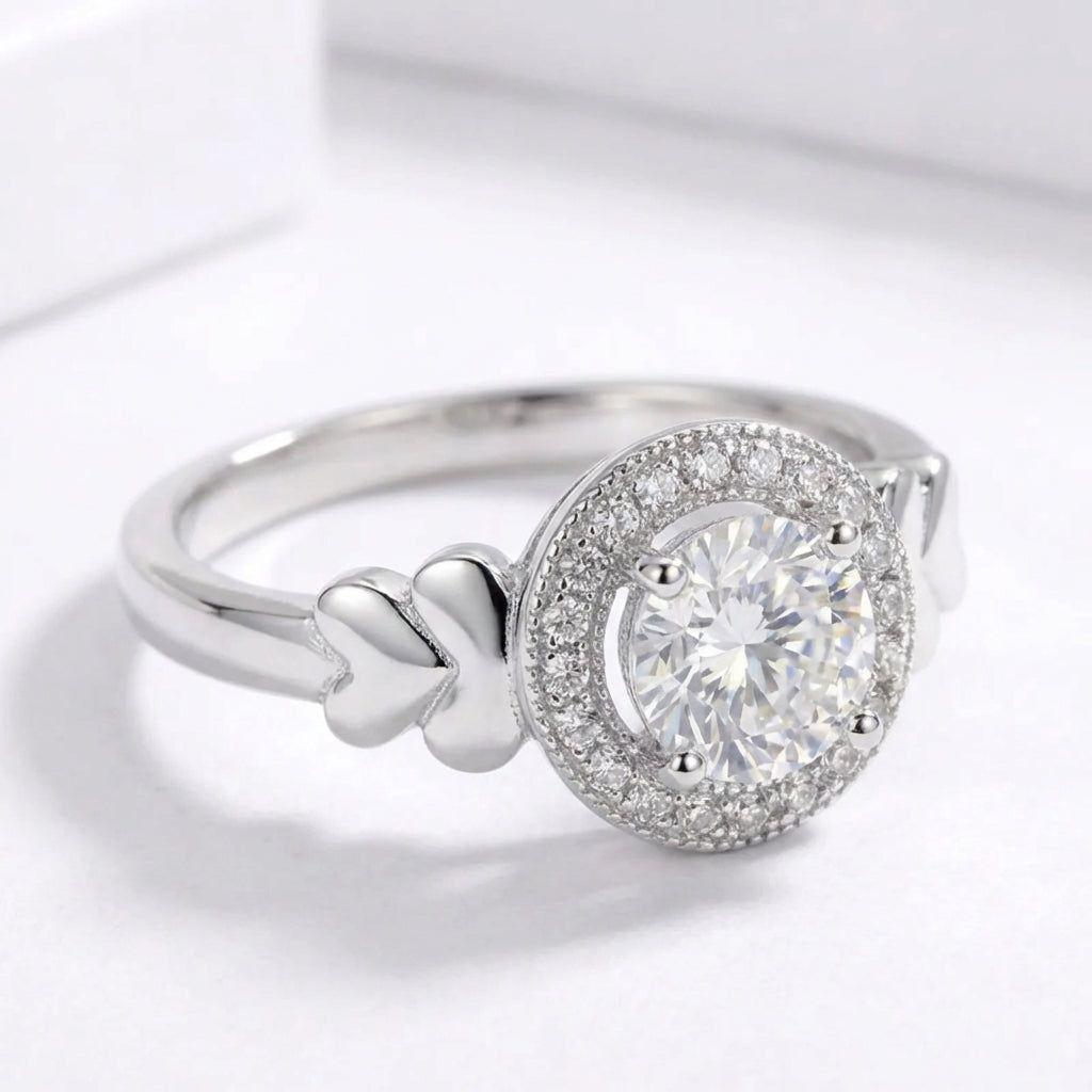 Anillo Plata 925 Mujer Solitario Corazón Circón Compromiso-1