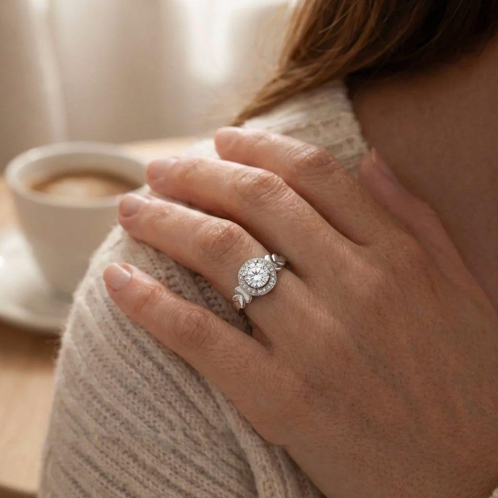 Anillo Plata 925 Mujer Solitario Corazón Circón Compromiso-3