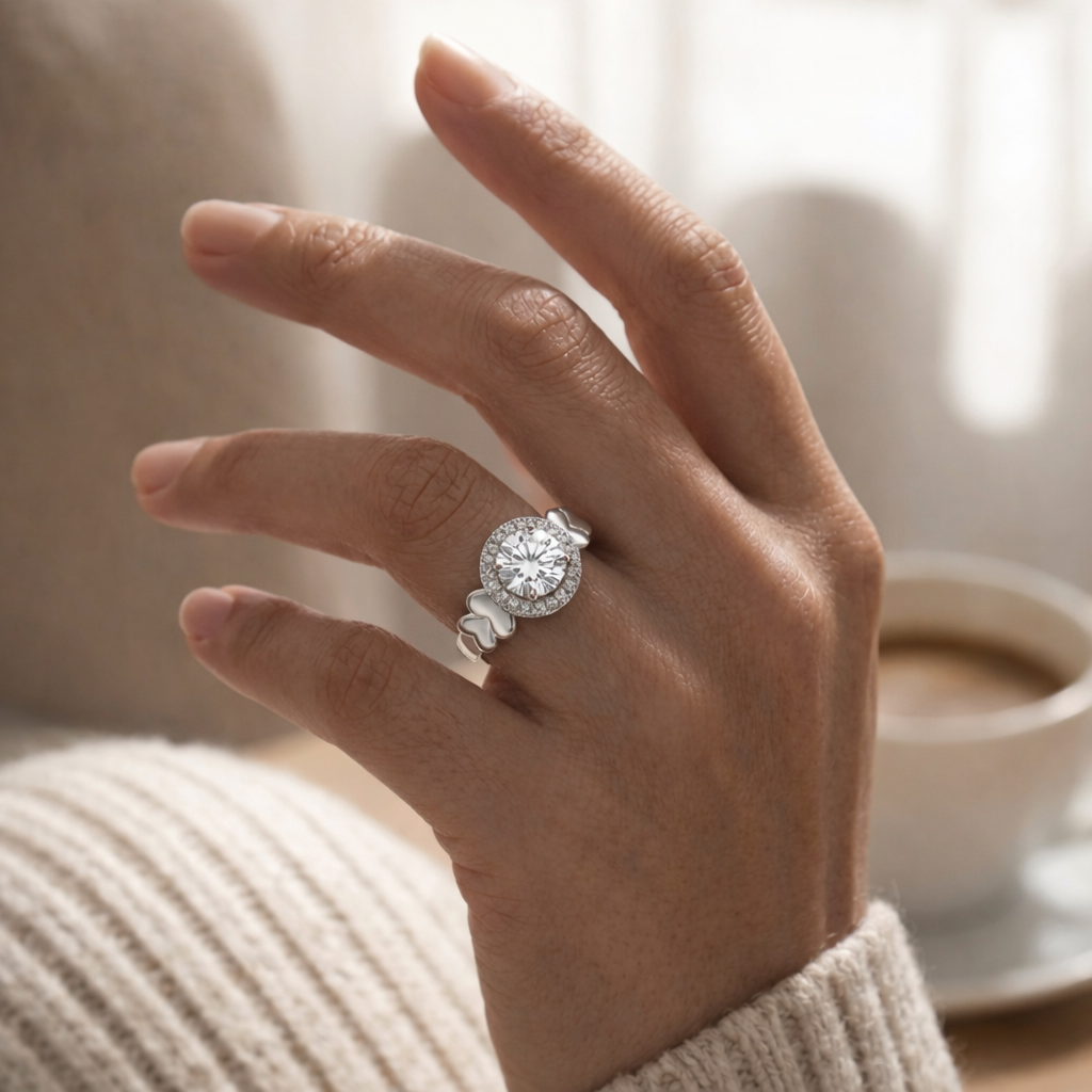 Anillo Plata 925 Mujer Solitario Corazón Circón Compromiso-4