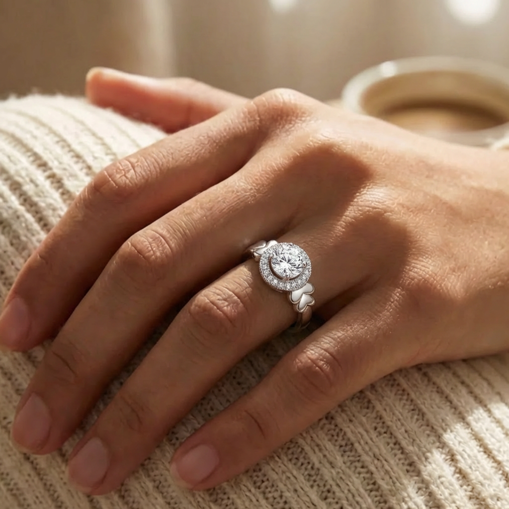 Anillo Plata 925 Mujer Solitario Corazón Circón Compromiso-5