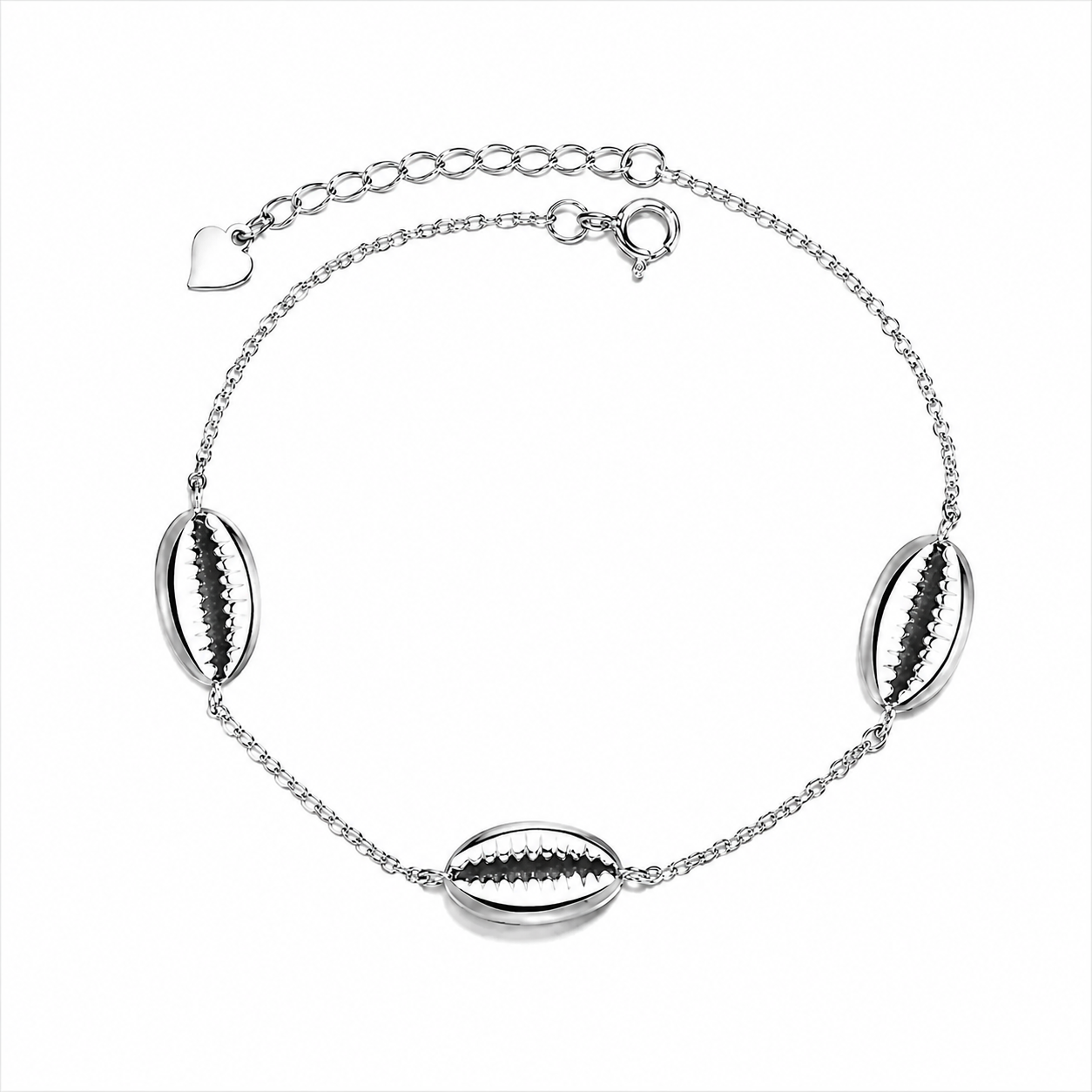 Joya Pulsera Plata 925 Conchas De Mar Playa Bohemia Mujer 1 Cm 21 Cm-0