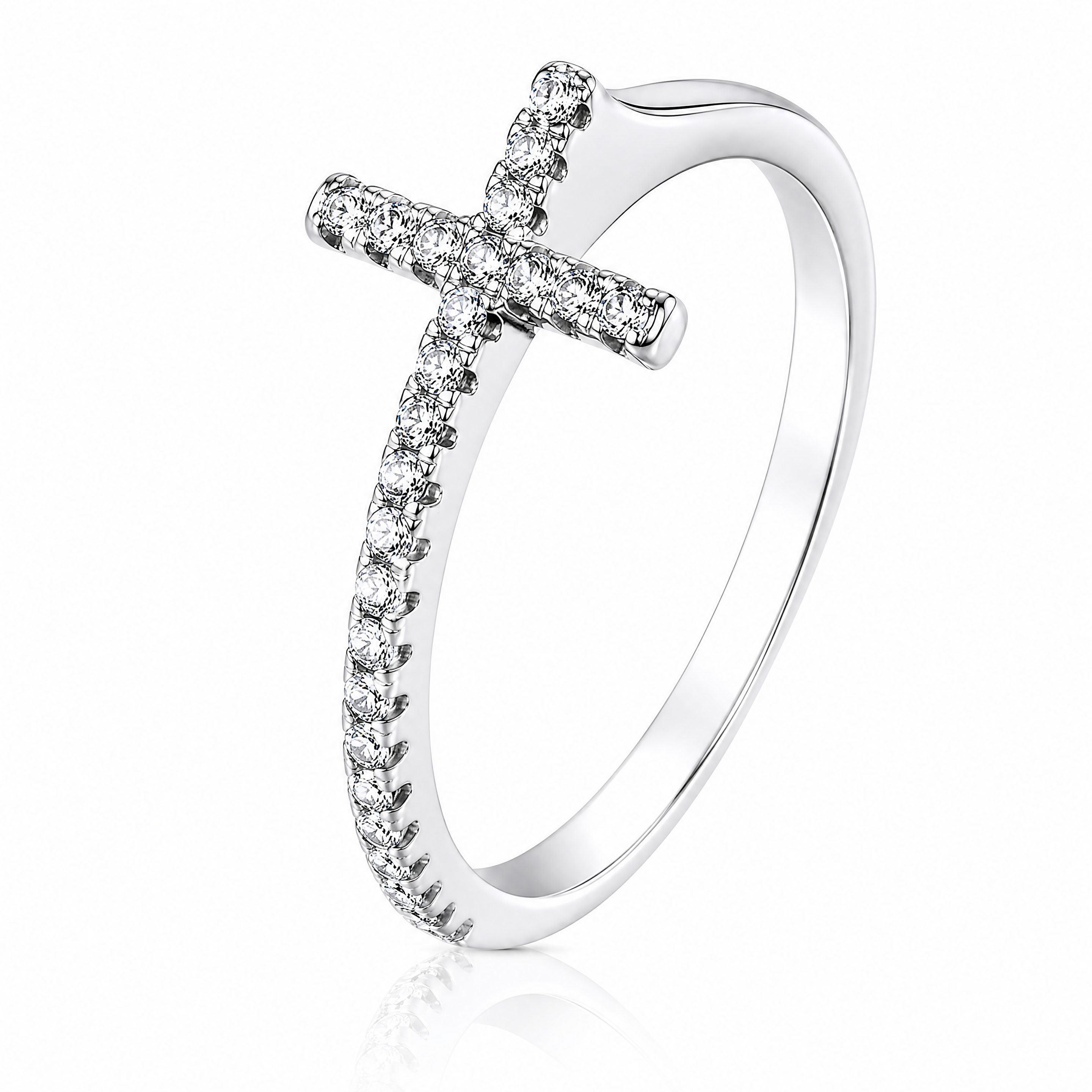Anillo Plata 925 Mujer Cruz Circones Elegante-0