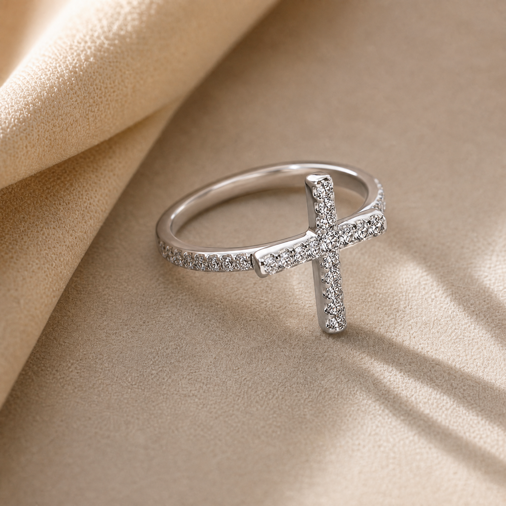 Anillo Plata 925 Mujer Cruz Circones Elegante-2