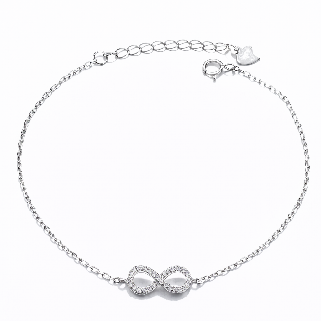 Joya Pulsera Plata 925 Infinito Simboliza Amor Eterno Mujer 1 Cm 21 Cm-0