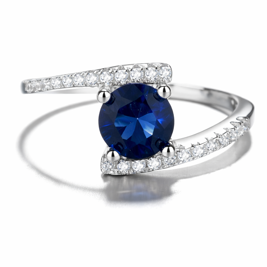 Anillo Plata 925 Circón Azul Elegante Clásico Compromiso-0
