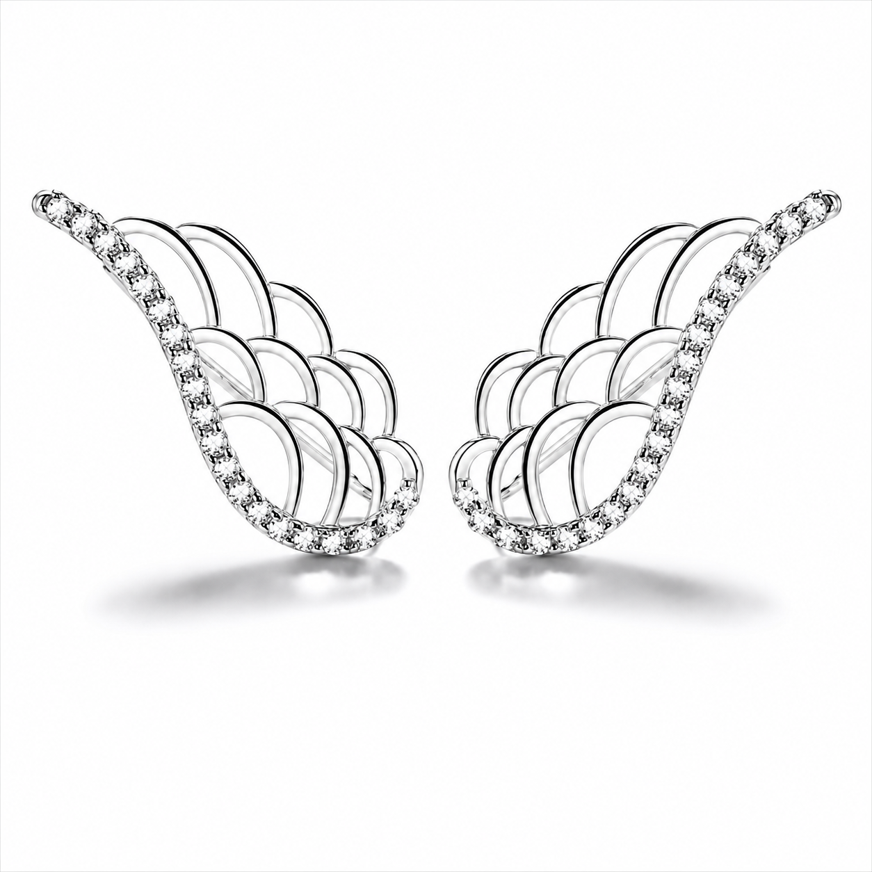 Aros Plata 925 Alas de Ángel Circones Blancos-0