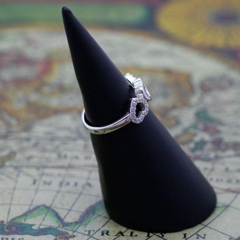 Anillo Plata 925 Mujer Corazones Circón Blanco Elegante-2