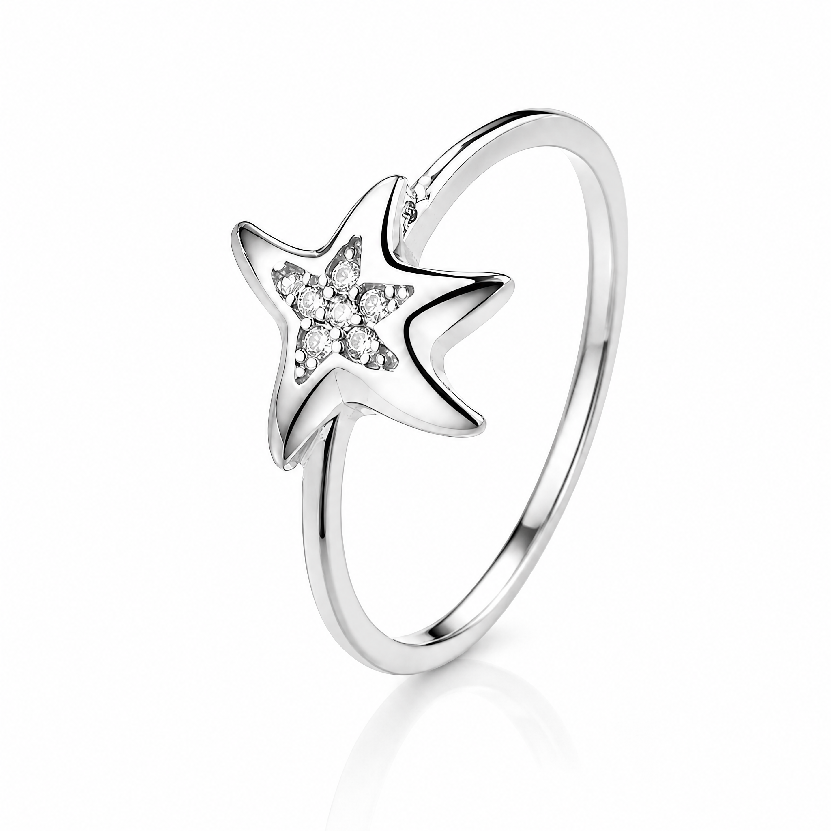Anillo Plata 925 Mujer Estrella Mar Circones Juvenil-0