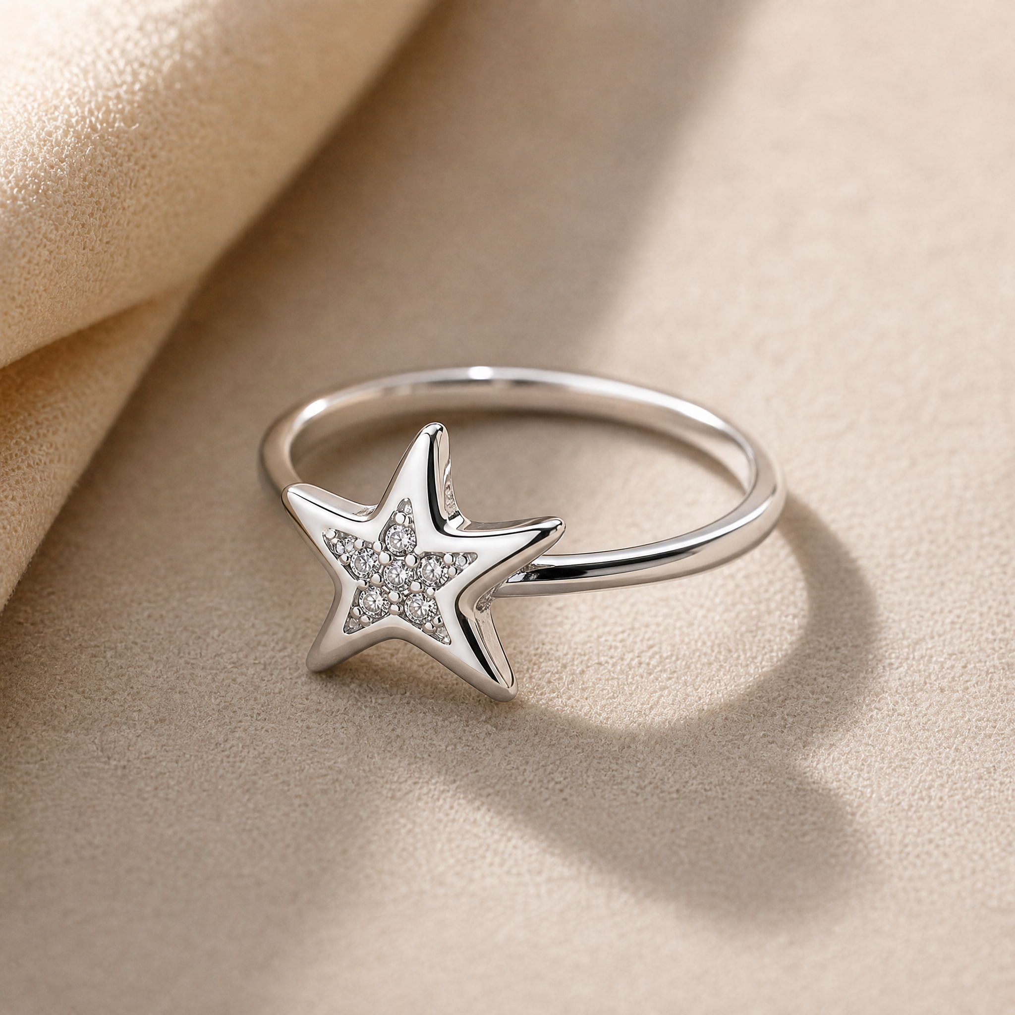 Anillo Plata 925 Mujer Estrella Mar Circones Juvenil-2