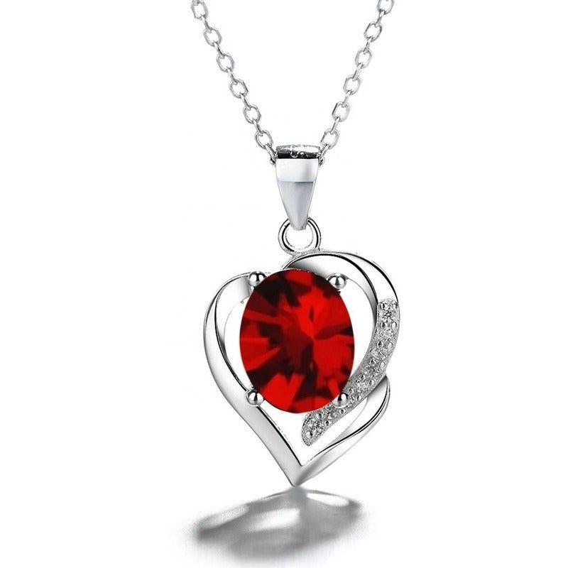 Collar Con Colgante Plata 925 Corazón Circón Azul Elegante-7