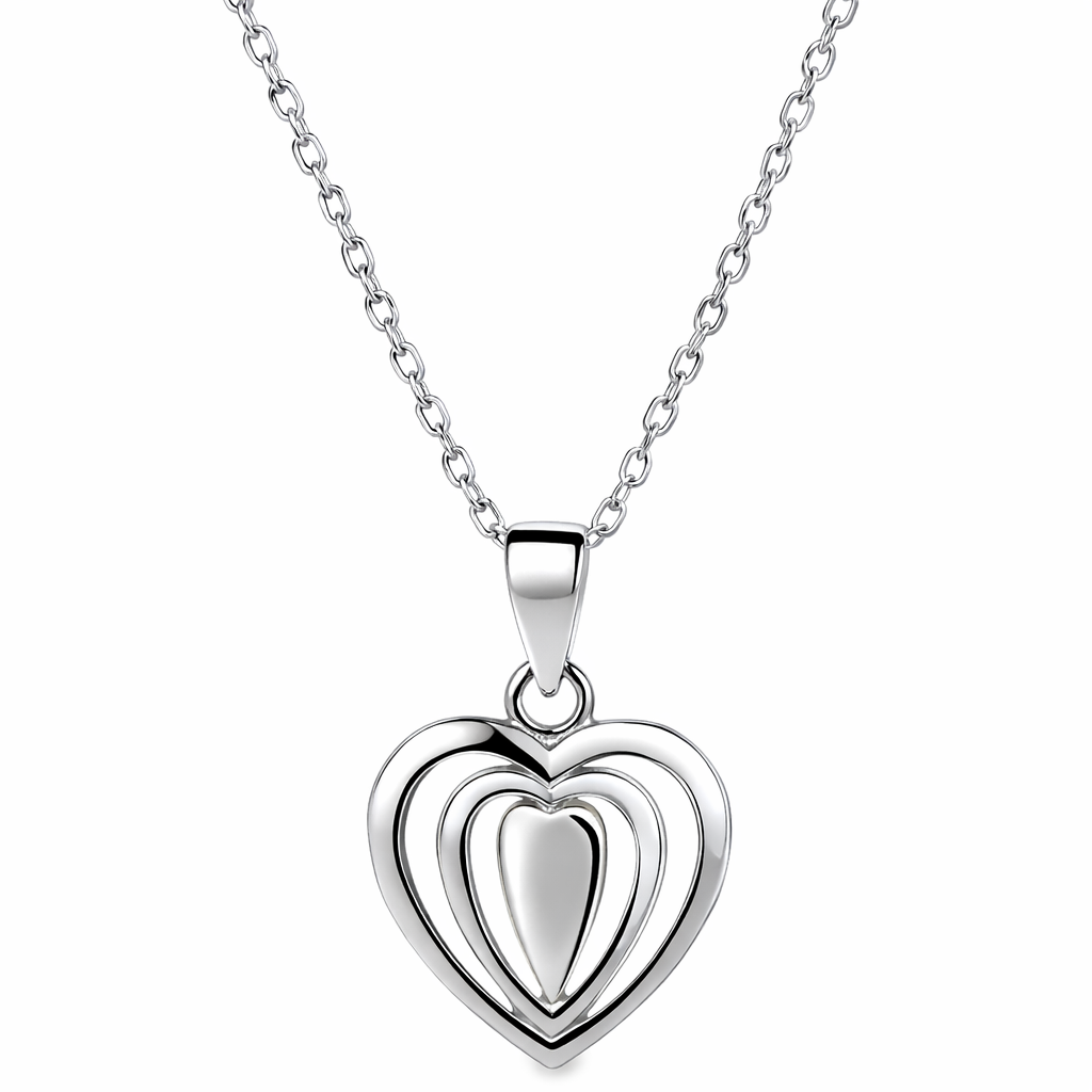 Joya Collar Plata 925 Corazón Amor Elegante Romántico Mujer Plateado-0