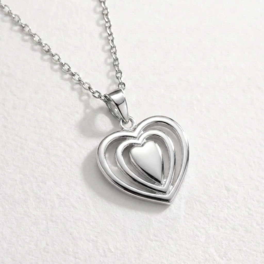 Joya Collar Plata 925 Corazón Amor Elegante Romántico Mujer Plateado-1