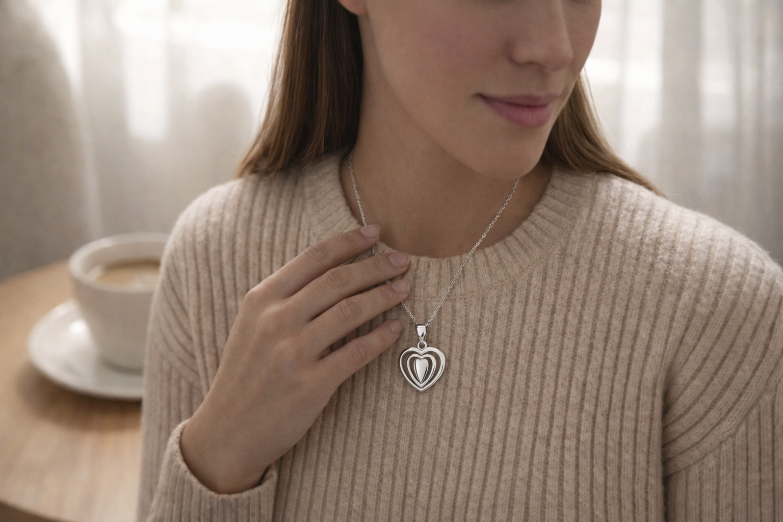 Joya Collar Plata 925 Corazón Amor Elegante Romántico Mujer Plateado-5