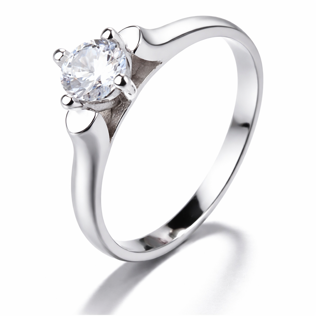 Anillo Plata S 925 Solitario Elegante Circón Compromiso-0