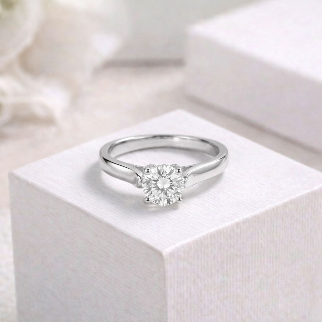 Anillo Plata S 925 Solitario Elegante Circón Compromiso-1