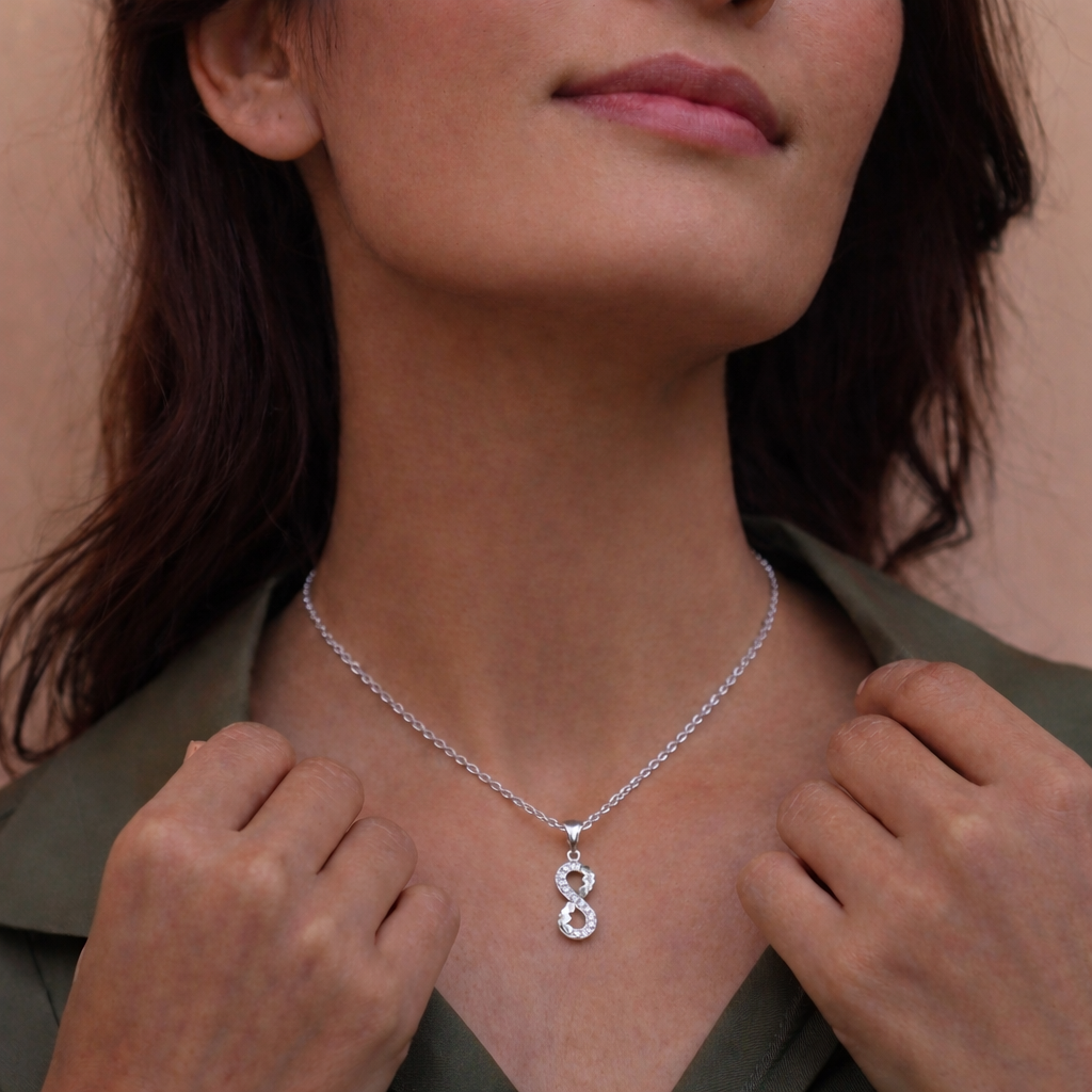 Joya Collar Cadena Plata 925 Mujer Infinito Circones Regalo Plateado-5