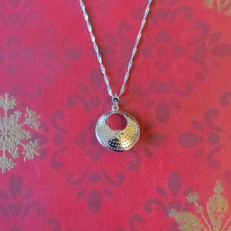 Joya Collar Plata 925 Perla Círculo Circones Blancos Mujer Plateado-5