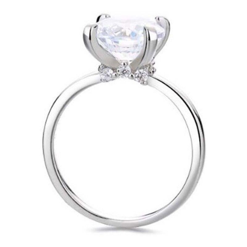 Joya Anillo Plata 925 Solitario Gran Circón Compromiso Mujer-0