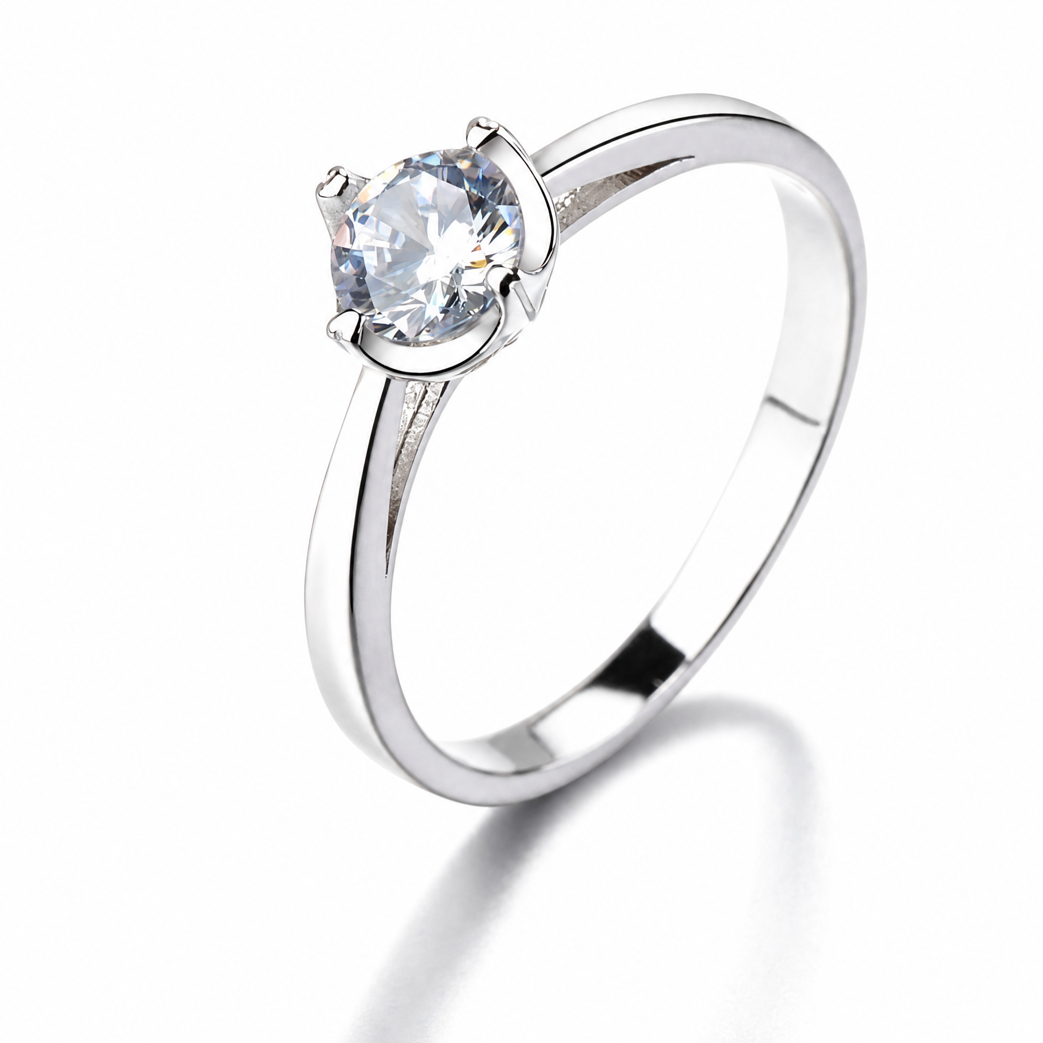 Joya Anillo Plata 925 Solitario Elegante Circón Compromiso-0
