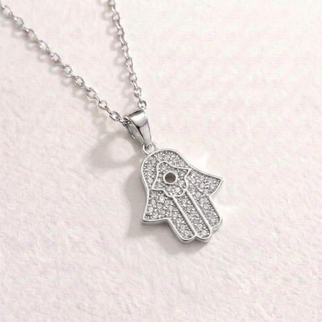 Collar Plata 925 Mano de Fátima con Circones-1