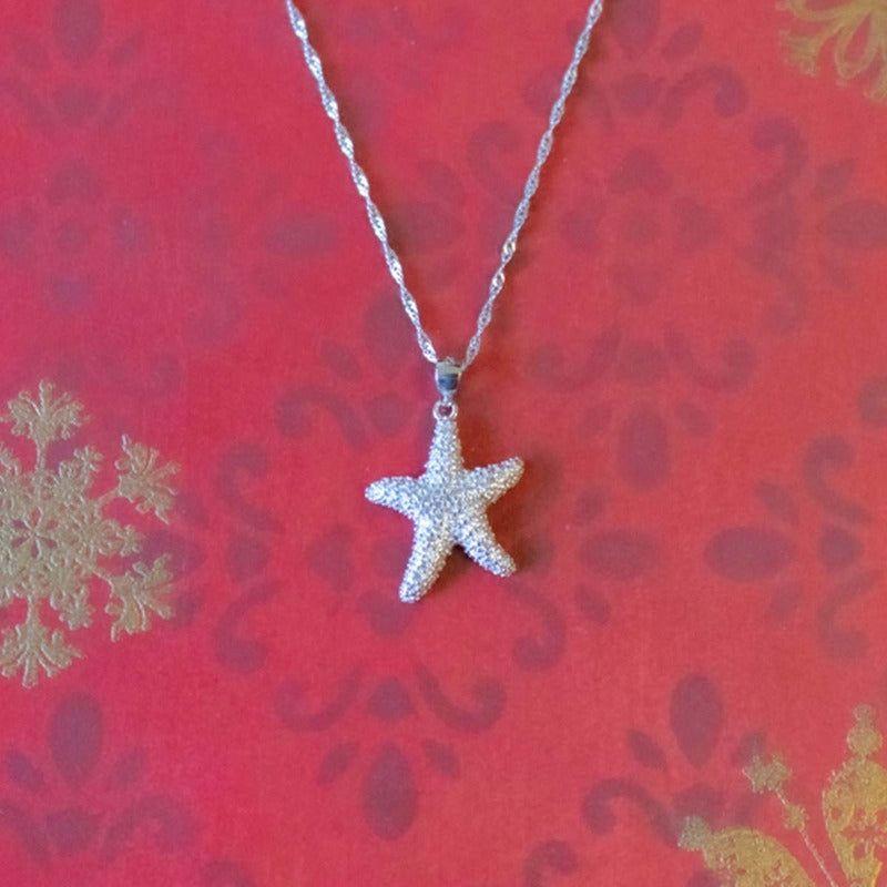 Joya Collar Plata 925 Estrella Mágica Circones Blancos Mujer Plateado-2