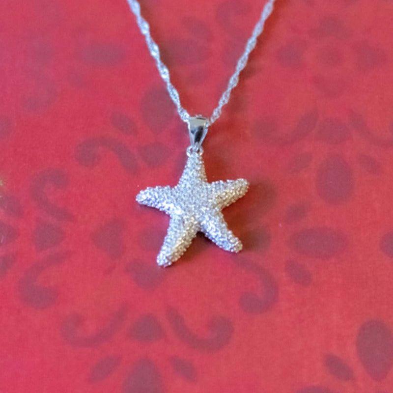 Joya Collar Plata 925 Estrella Mágica Circones Blancos Mujer Plateado-3