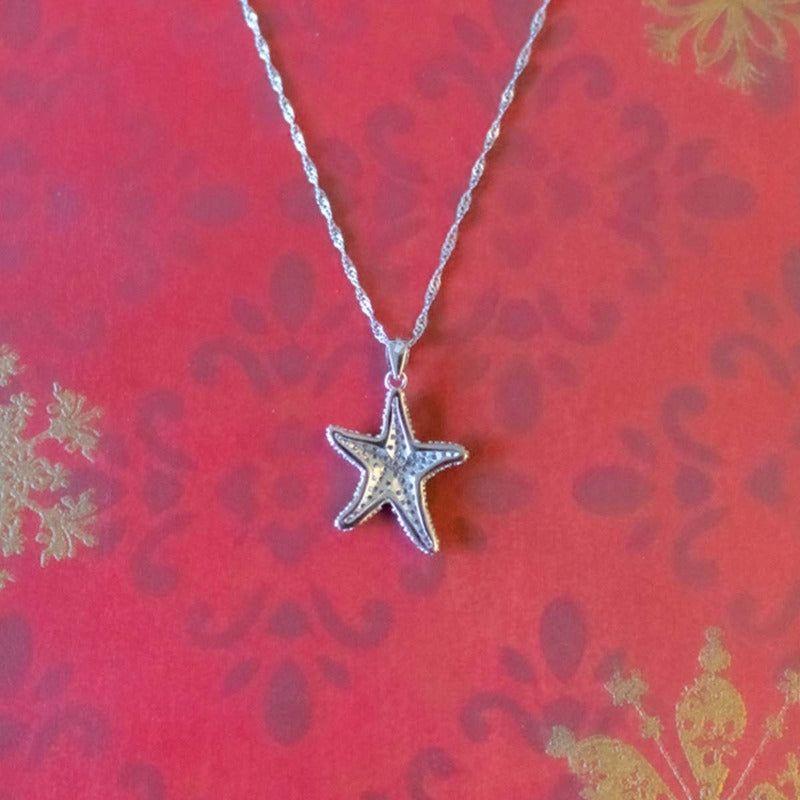Joya Collar Plata 925 Estrella Mágica Circones Blancos Mujer Plateado-5