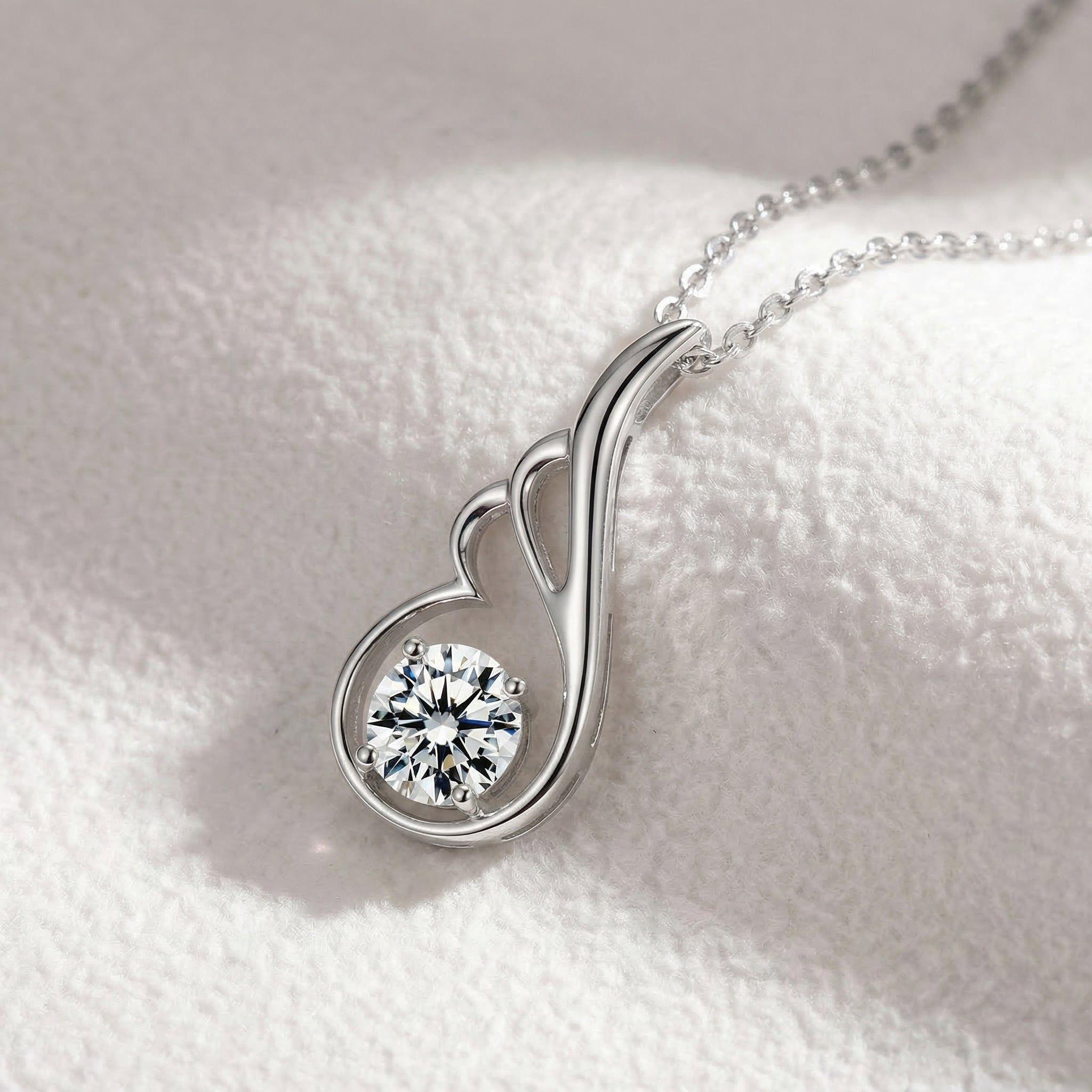 Collar Con Colgante Plata 925 Alas Circón Blanco Moderno Plateado-1