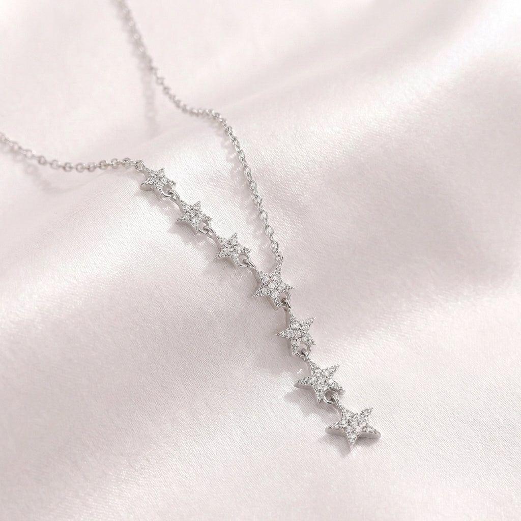 Collar Plata 925 Cascada de Estrellas con Circones-1