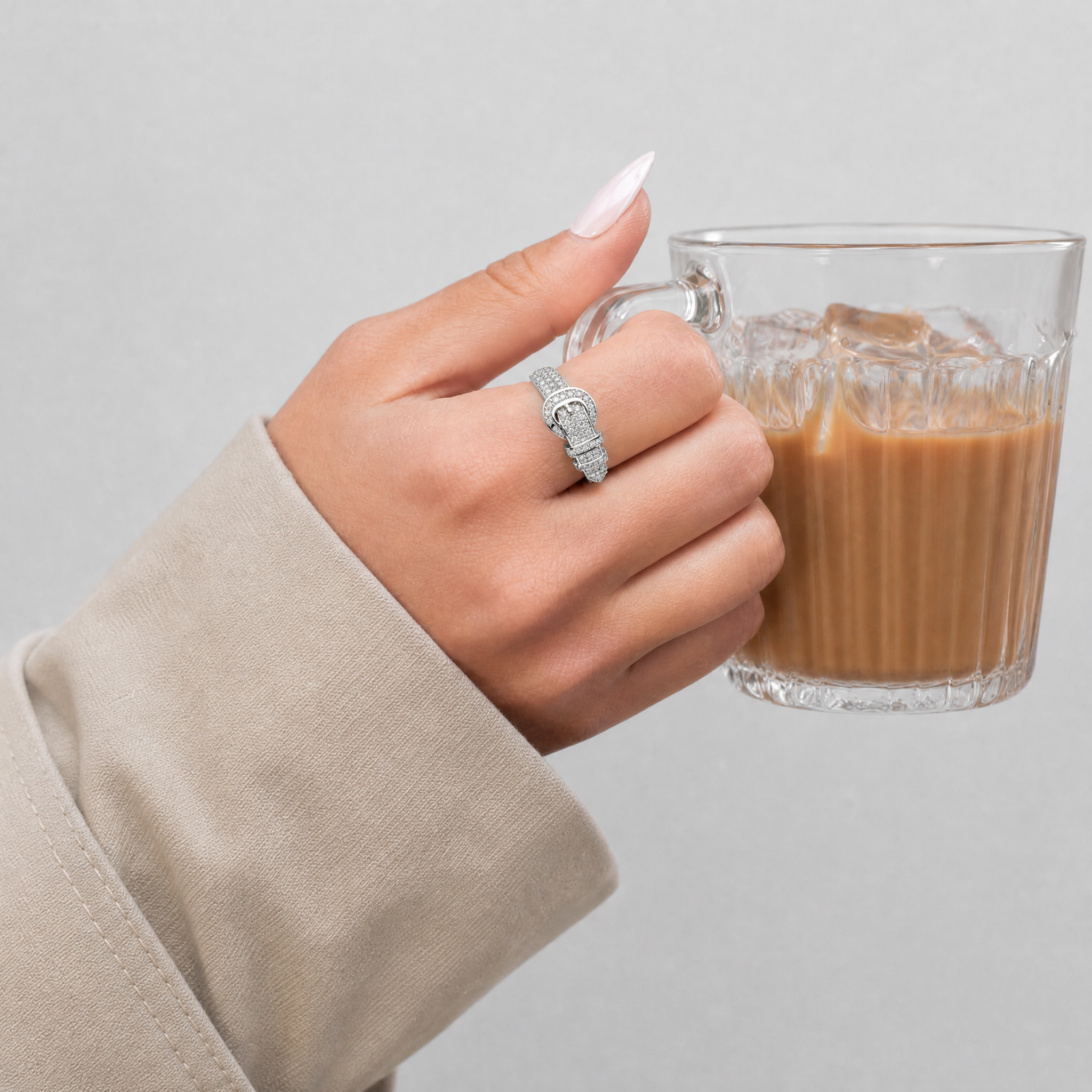 Anillo Plata 925 Mujer Cinturón Circones Estilo Juvenil-5