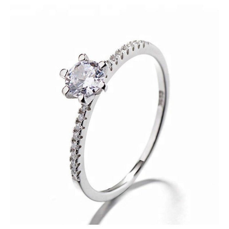 Anillo Plata 925 Solitario Circón Elegante Compromiso-0