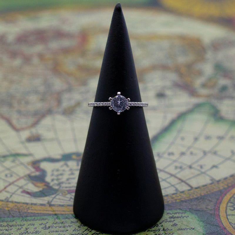 Anillo Plata 925 Solitario Circón Elegante Compromiso-2