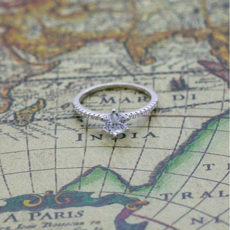 Anillo Plata 925 Solitario Circón Elegante Compromiso-4