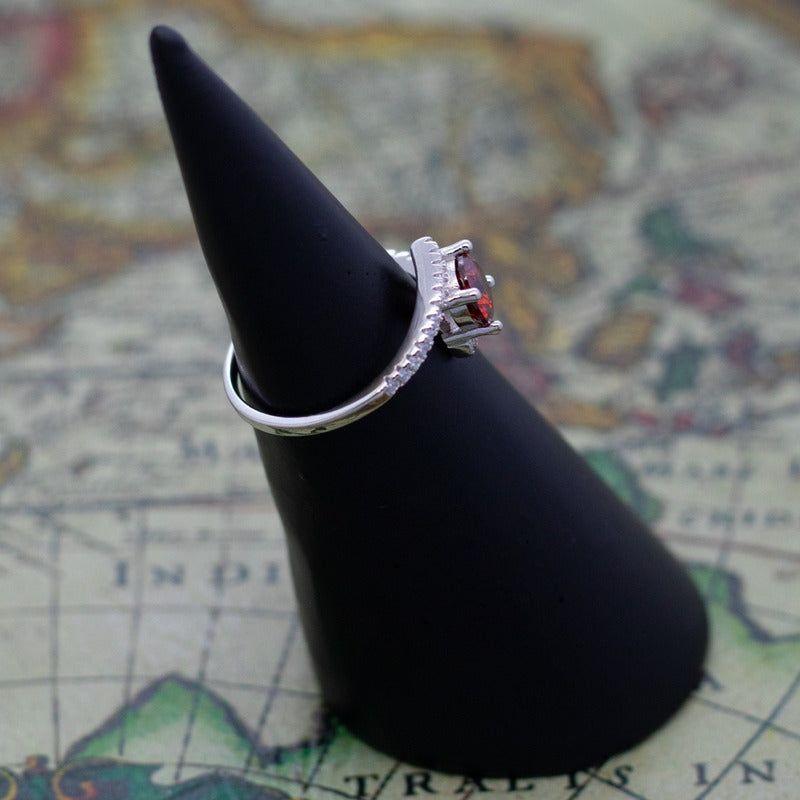Anillo Plata 925 Mujer Rojo Circones Elegante Compromiso-2