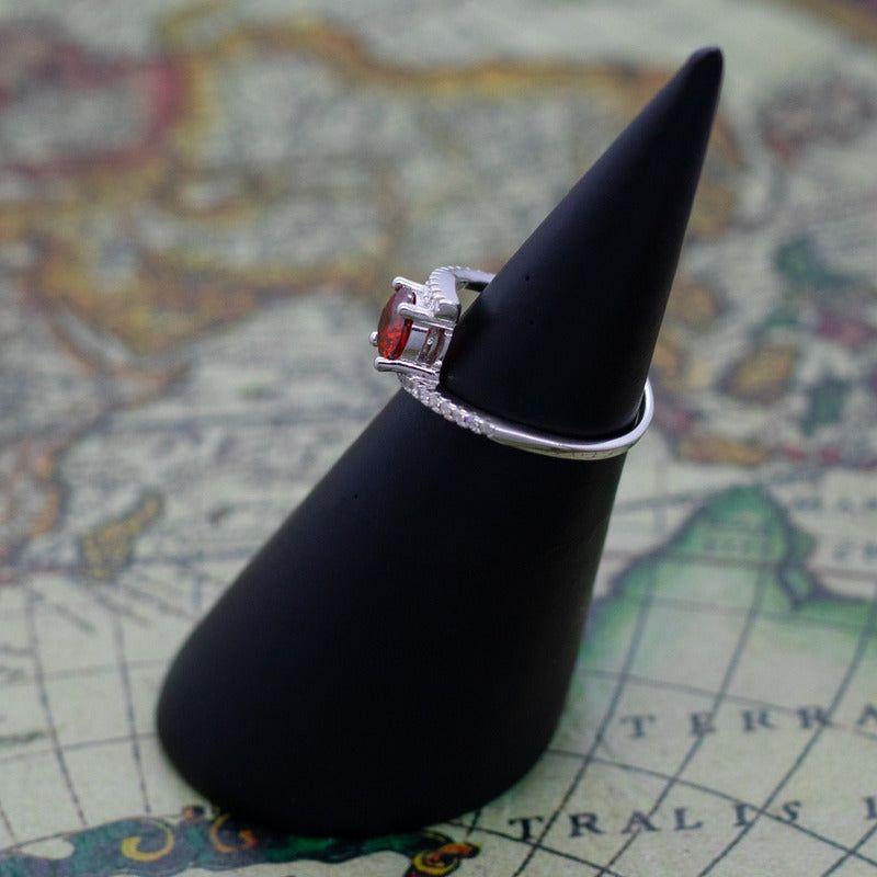 Anillo Plata 925 Mujer Rojo Circones Elegante Compromiso-4