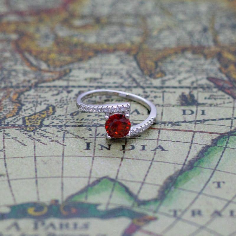 Anillo Plata 925 Mujer Rojo Circones Elegante Compromiso-5