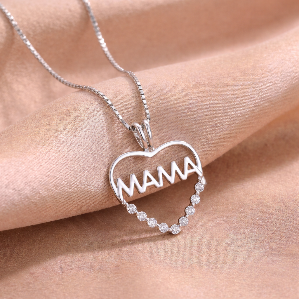 Joya Collar Plata 925 Corazón Mamá Mujer Amor Protectora Plateado-2