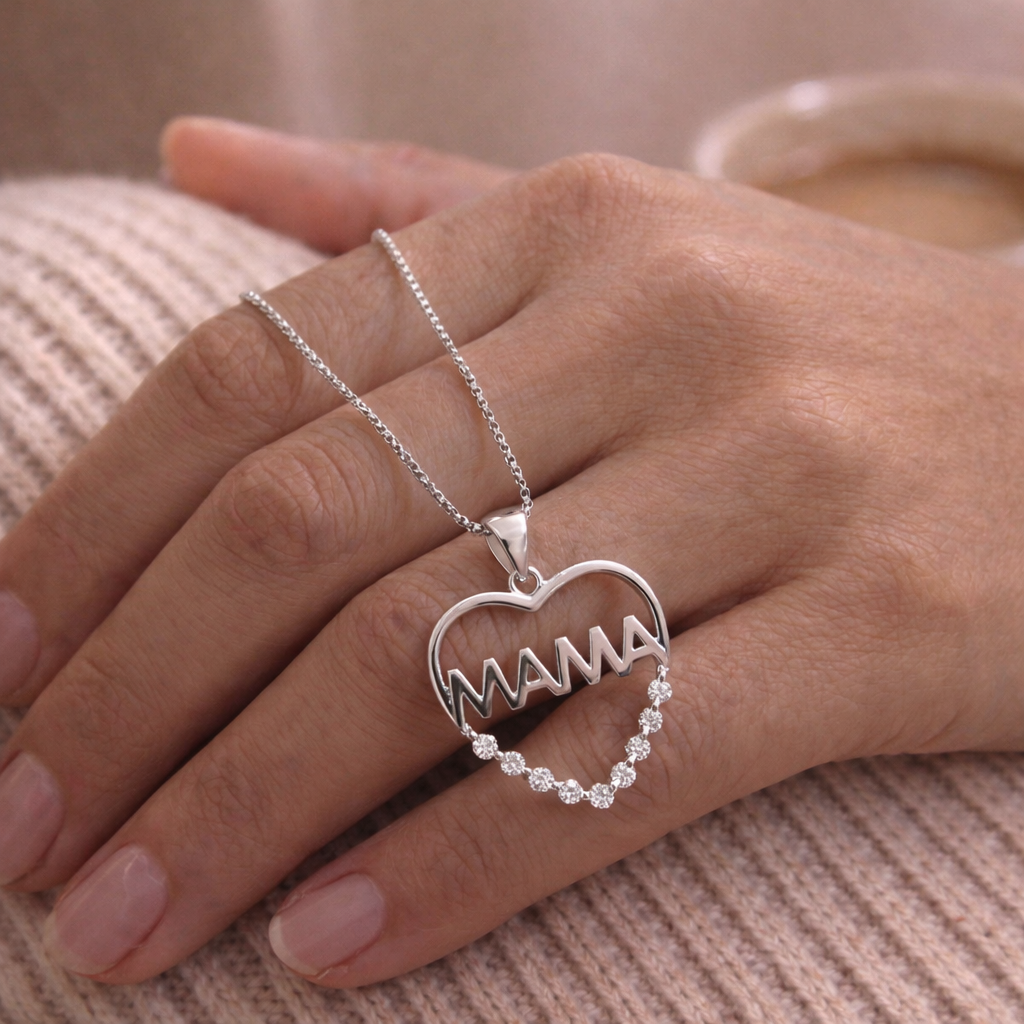 Joya Collar Plata 925 Corazón Mamá Mujer Amor Protectora Plateado-3