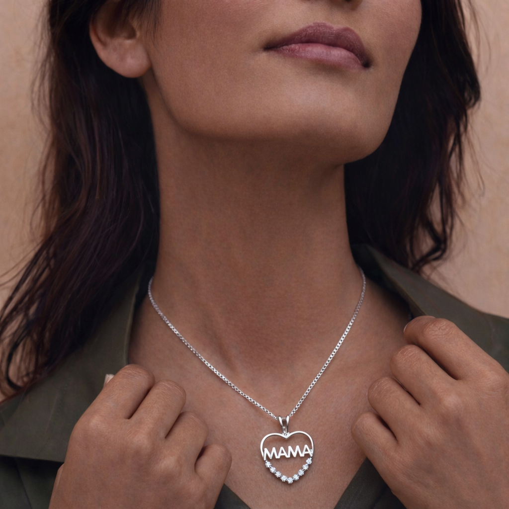 Joya Collar Plata 925 Corazón Mamá Mujer Amor Protectora Plateado-5