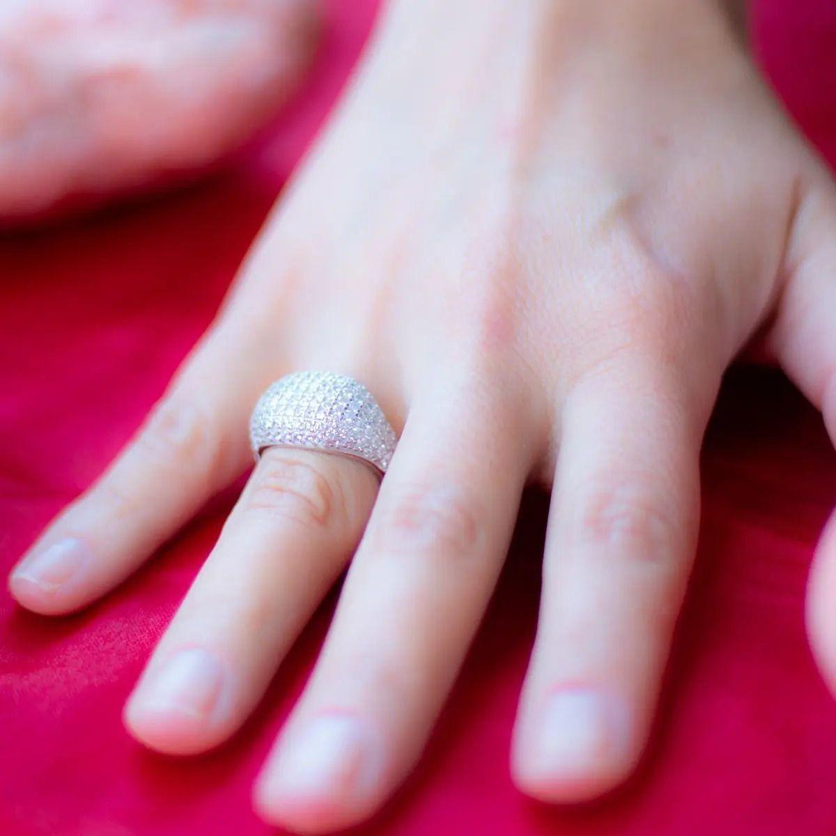 Anillo Plata 925 Mujer Circones Blanco Elegante Moderno-2