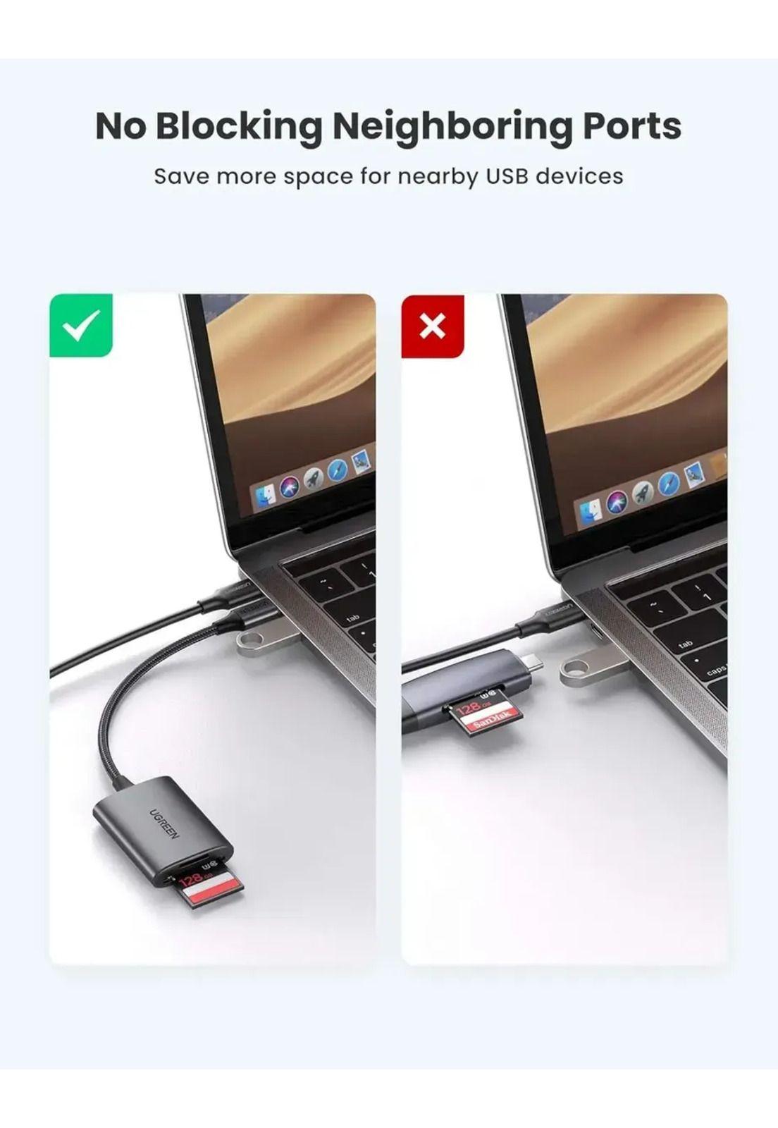 Lector De Tarjetas Ugreen Cm265 Usb-c 3.0 Sd Microsd Tf 5gbp Gris Oscuro-5